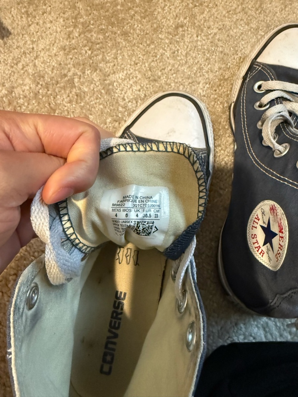 Converse Navy Blue High Tops - Picture 6 of 6